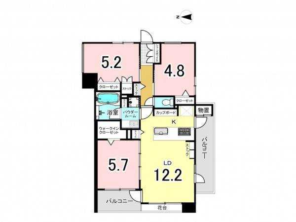 板橋区大谷口上町、中古マンションの間取り画像です