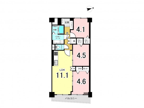 板橋区本町、中古マンションの間取り画像です