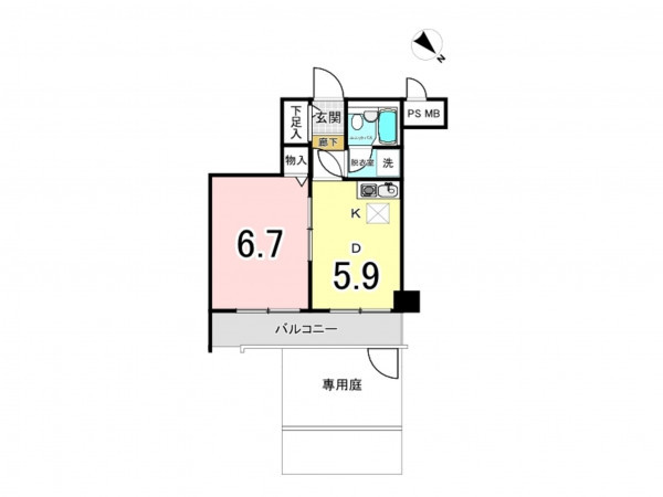 板橋区板橋、中古マンションの間取り画像です