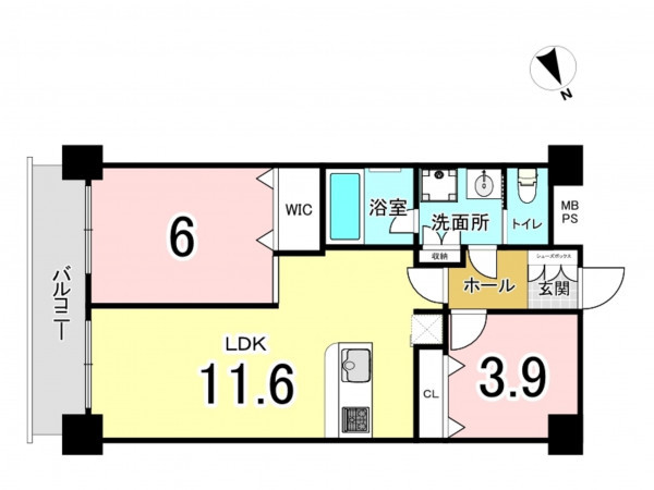 板橋区上板橋、中古マンションの間取り画像です