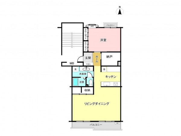 板橋区赤塚新町、中古マンションの間取り画像です