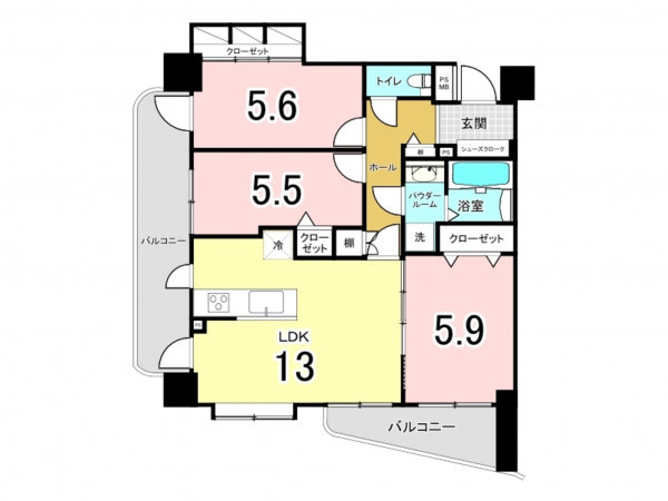 板橋区徳丸、中古マンションの間取り画像です