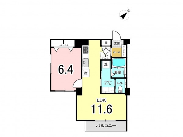 板橋区幸町、中古マンションの間取り画像です