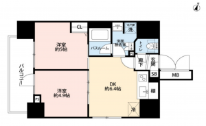 板橋区大山東町、中古マンションの間取り画像です
