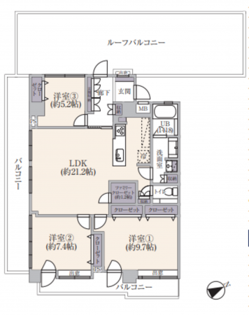 板橋区中丸町、中古マンションの間取り画像です