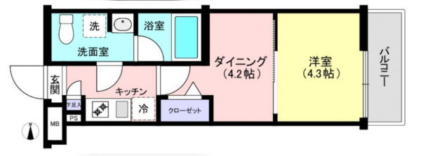 板橋区大山西町、中古マンションの間取り画像です