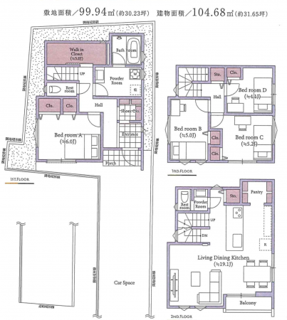 板橋区東新町、土地の建築プラン例画像です