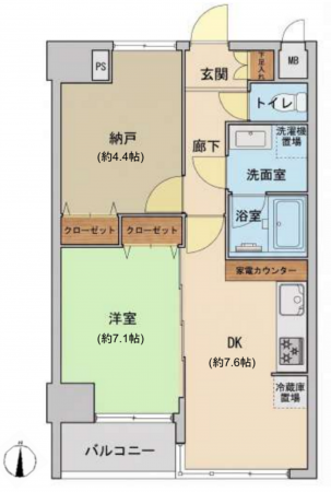 板橋区中丸町、中古マンションの間取り画像です