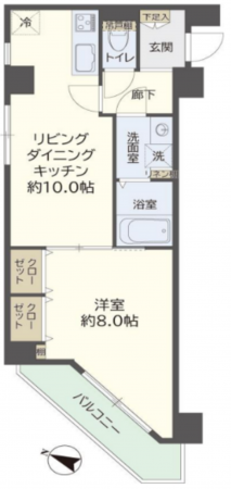 板橋区本町、中古マンションの間取り画像です