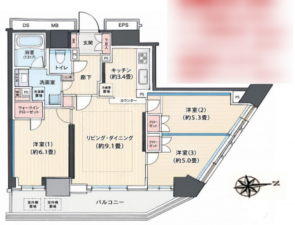 板橋区板橋、中古マンションの間取り画像です