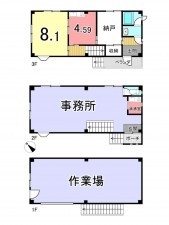 京田辺市大住、収益物件/事務所の間取り画像です
