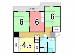 枚方市藤阪西町、中古マンションの間取り画像です