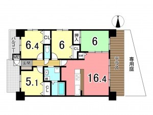 枚方市田口山、中古マンションの間取り画像です