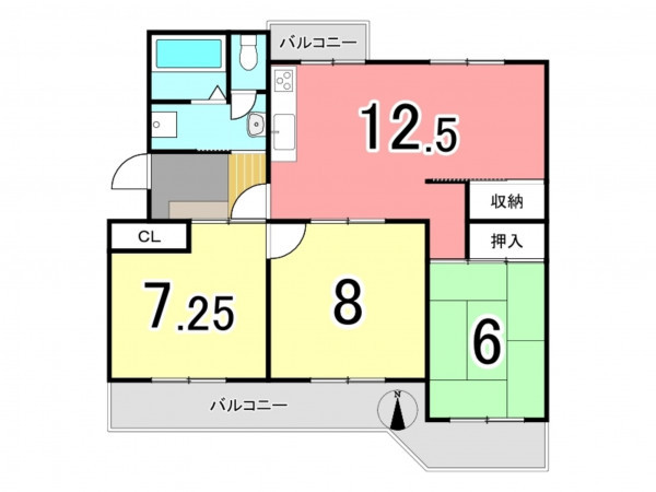枚方市藤阪西町、中古マンションの間取り画像です