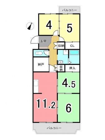 枚方市藤阪東町、中古マンションの間取り画像です