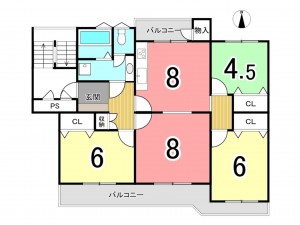 枚方市藤阪西町、中古マンションの間取り画像です