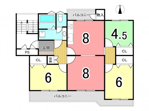 枚方市藤阪西町、中古マンションの間取り画像です