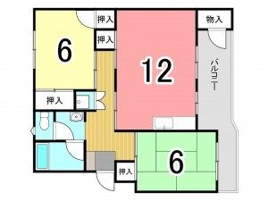 枚方市藤阪西町、中古マンションの間取り画像です