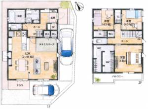 京田辺市大住、中古一戸建ての間取り画像です