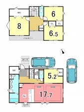 京田辺市山手南、中古一戸建ての間取り画像です