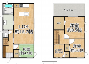 京田辺市大住、中古一戸建ての間取り画像です