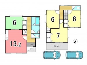 京田辺市薪、中古一戸建ての間取り画像です