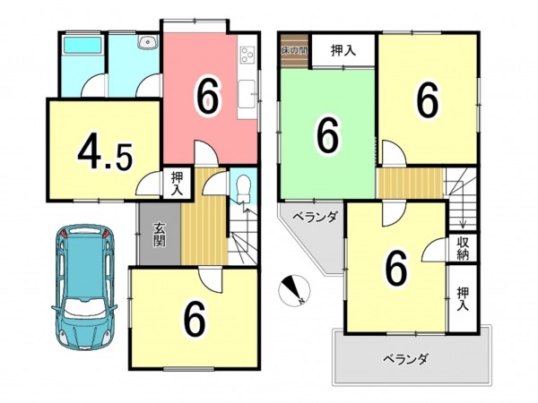 枚方市長尾西町、中古一戸建ての間取り画像です