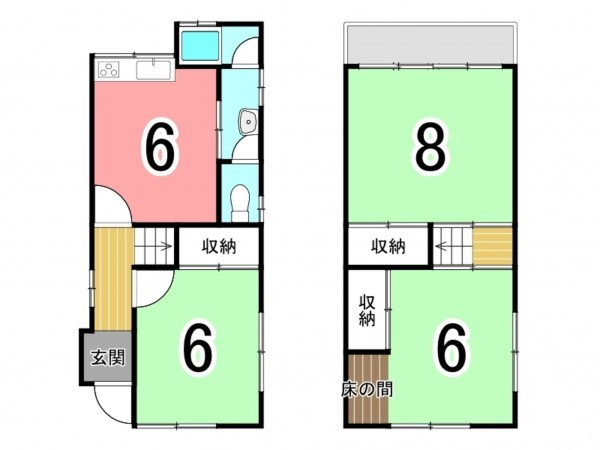 枚方市尊延寺、中古一戸建ての間取り画像です