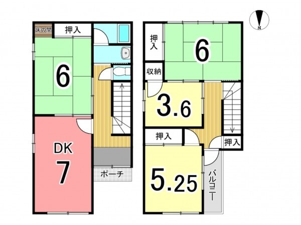 枚方市大峰南町、中古一戸建ての間取り画像です