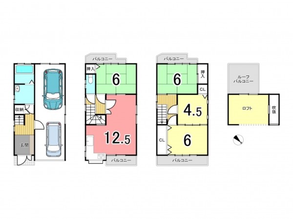 枚方市野村元町、中古一戸建ての間取り画像です