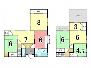 枚方市氷室台、中古一戸建ての間取り画像です