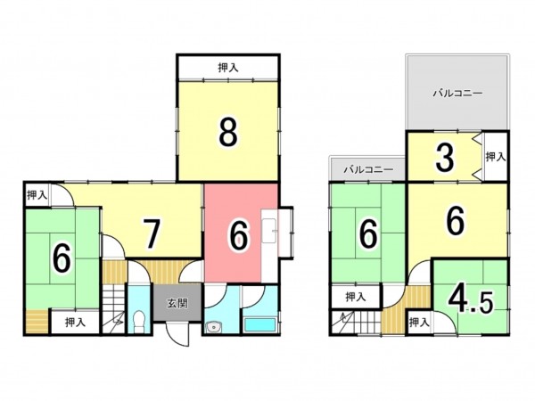 枚方市氷室台、中古一戸建ての間取り画像です