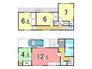 枚方市大峰元町、中古一戸建ての間取り画像です