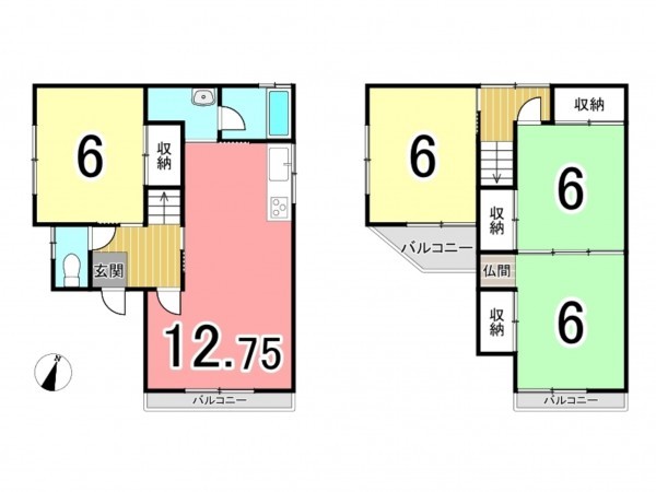 枚方市津田東町、中古一戸建ての間取り画像です