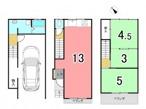 枚方市津田東町、中古一戸建ての間取り画像です
