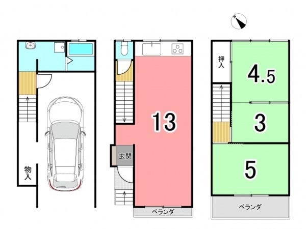 枚方市津田東町、中古一戸建ての間取り画像です