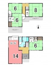 枚方市長尾谷町、中古一戸建ての間取り画像です