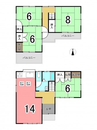 枚方市長尾谷町、中古一戸建ての間取り画像です