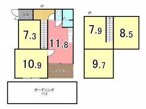 枚方市長尾台、中古一戸建ての間取り画像です