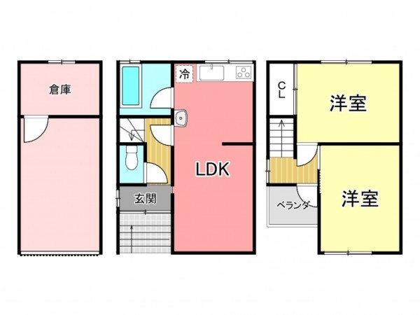 枚方市長尾家具町、中古一戸建ての間取り画像です