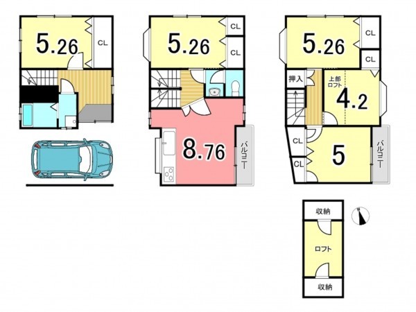 枚方市野村中町、中古一戸建ての間取り画像です