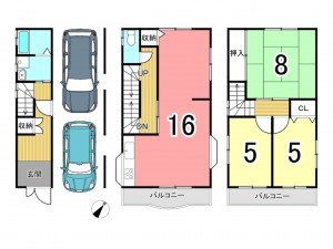 枚方市津田東町、中古一戸建ての間取り画像です