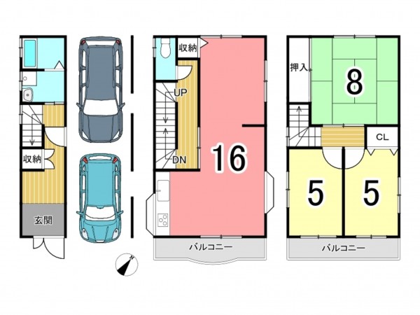 枚方市津田東町、中古一戸建ての間取り画像です
