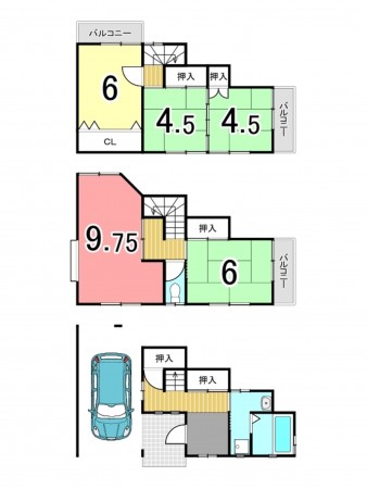 枚方市藤阪中町、中古一戸建ての間取り画像です