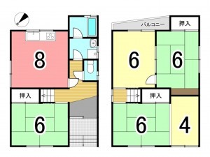 枚方市招提大谷、中古一戸建ての間取り画像です