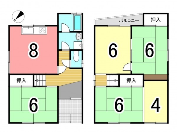 枚方市招提大谷、中古一戸建ての間取り画像です