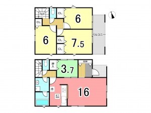 枚方市長尾峠町、新築一戸建ての間取り画像です