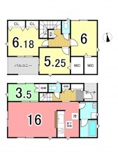 枚方市長尾峠町、新築一戸建ての間取り画像です