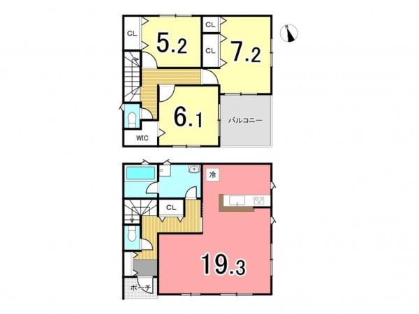 枚方市長尾峠町、新築一戸建ての間取り画像です
