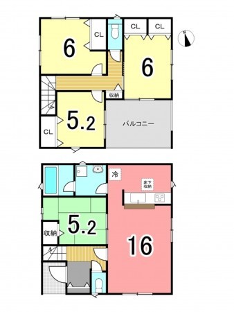 枚方市長尾峠町、新築一戸建ての間取り画像です